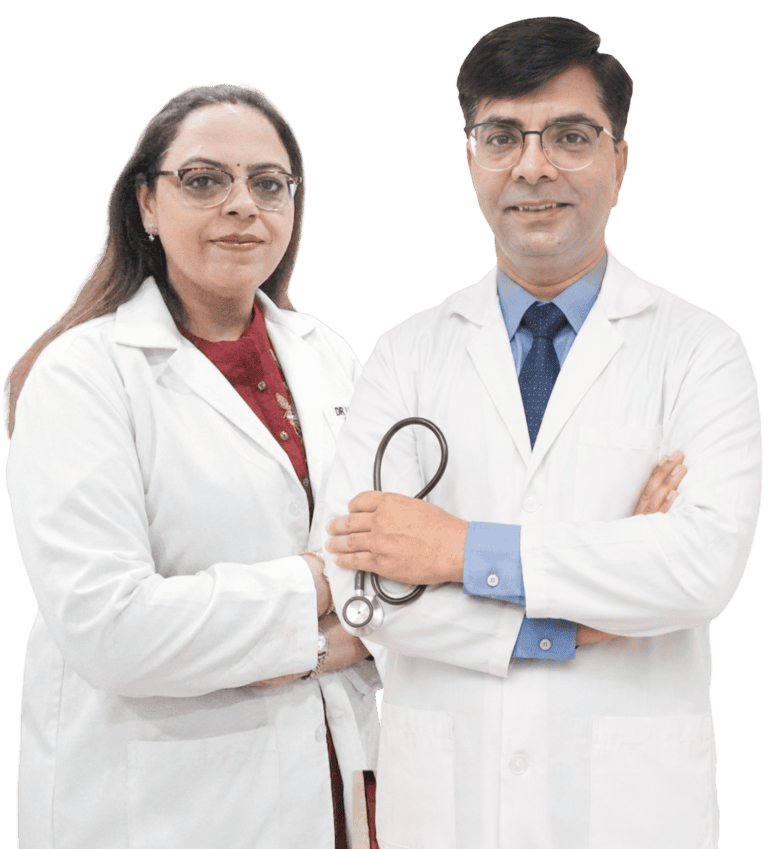 Doctors in white coats at Grover Gastro and Fertility Centre.